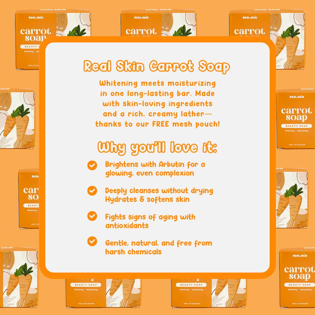RealSkin Vita Glow Kit - VitaSkin Pouch/Bottle with Glutathione Gummies & Real Skin Carrot Soap with Free Mesh Bag - FDA Approved FR-4000011640534 - Healthcare, Supplement