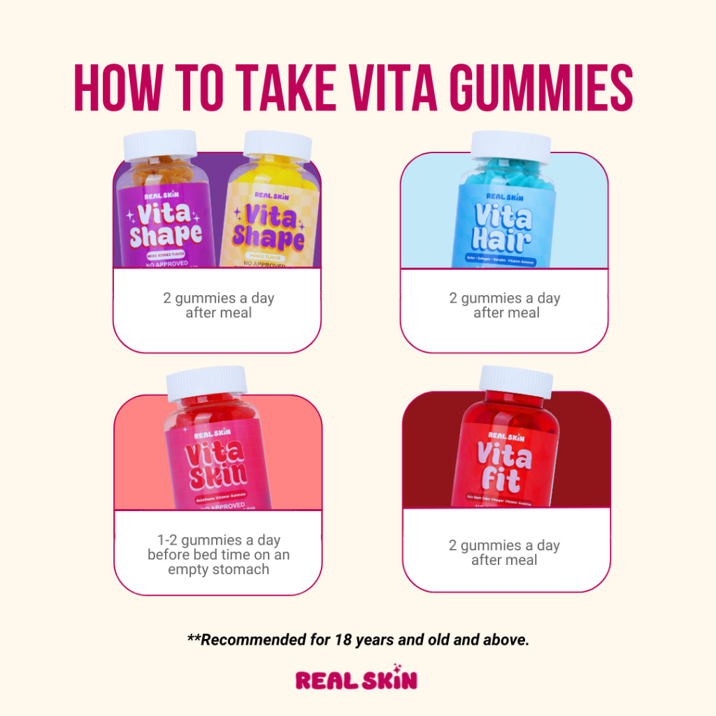 Real Skin VitaFit Apple Cider Vinegar Gummies - All Natural, FDA Approved and HALAL Certified Keto-Friendly Vitamin