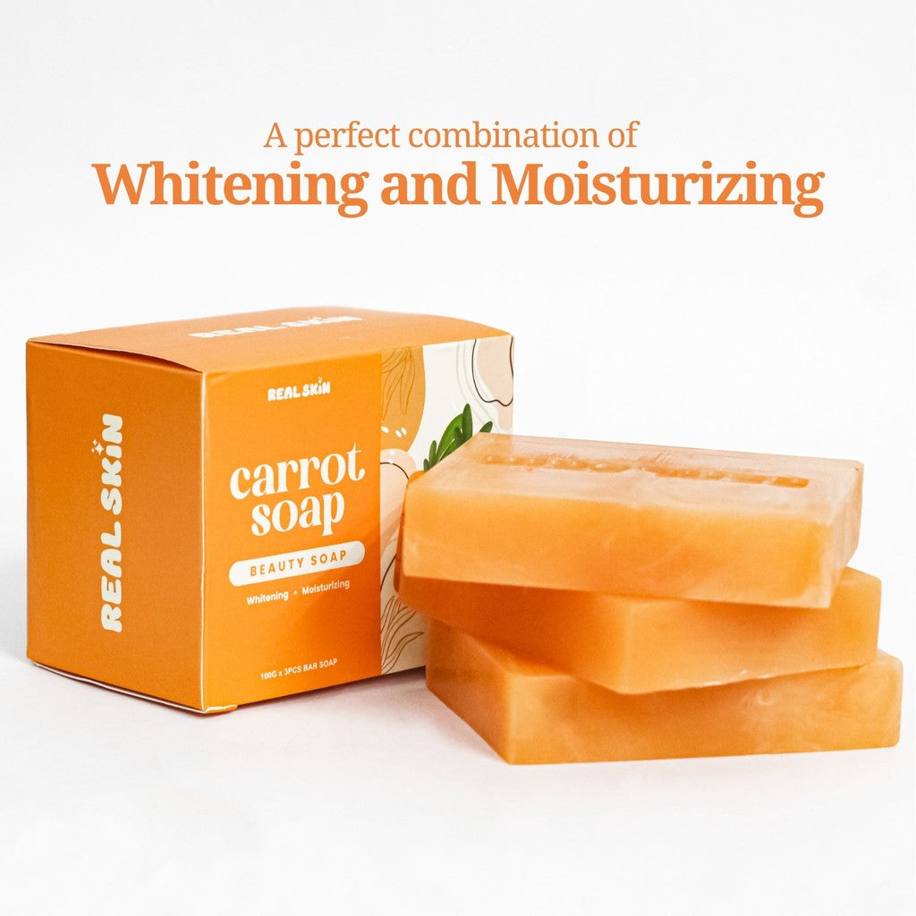 Real Skin Carrot Soap - Whitening and Moisturizing Soap with Free Mesh