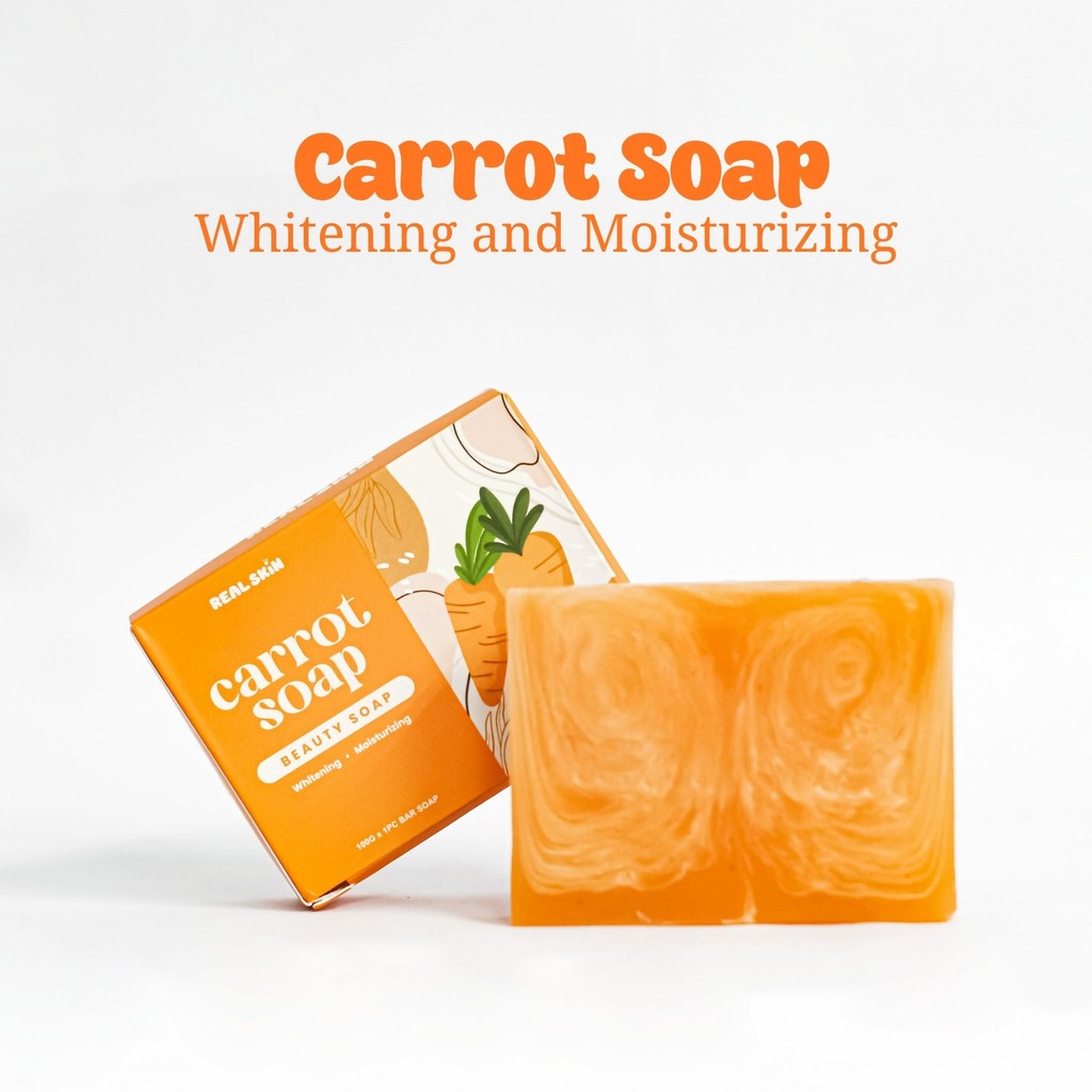 Real Skin Carrot Soap - Whitening and Moisturizing Soap with Free Mesh