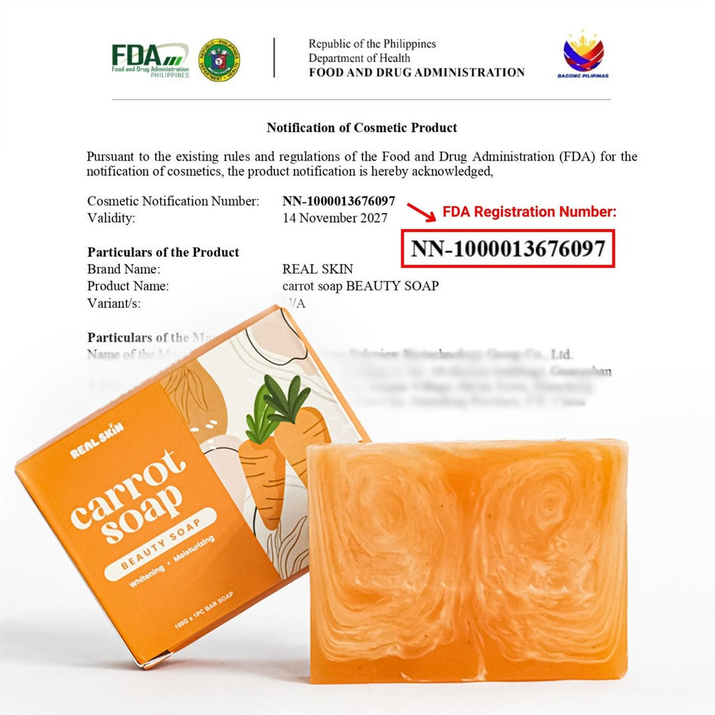 Real Skin Carrot Soap - Whitening and Moisturizing Soap with Free Mesh