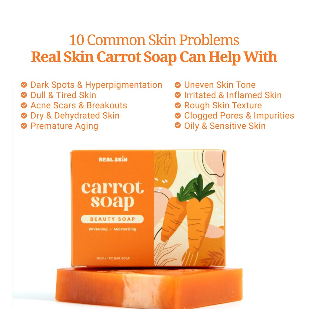 Real Skin Carrot Soap - Whitening and Moisturizing Soap with Free Mesh