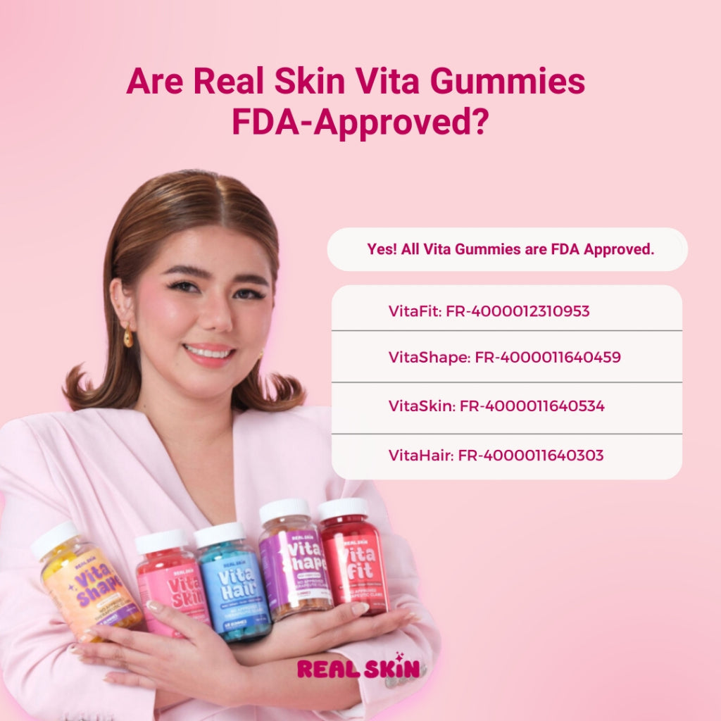 Real Skin VitaHair Gummies - All Natural, FDA Approved and HALAL Certified Vitamins with Biotin, Collagen and Keratin for Hair, Skin, and Nails