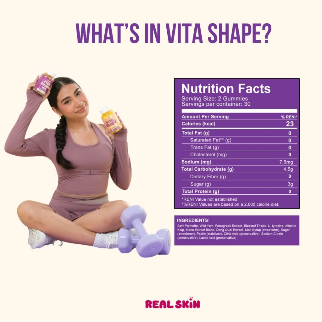 Real Skin VitaShape Gummies in Mixed Berries / Mango  - All Natural and FDA Approved and HALAL certified gummies Supplement Healthcare