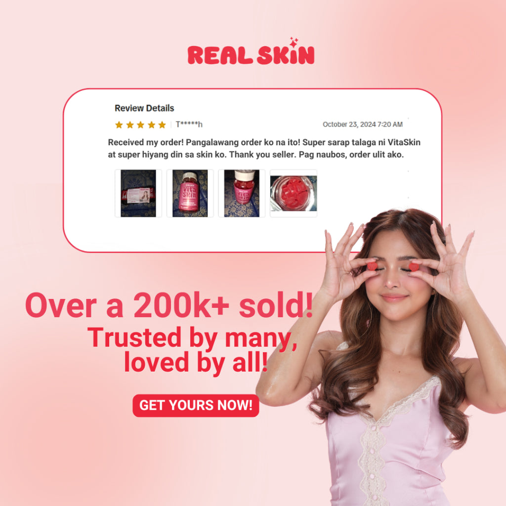Real Skin VitaSkin Gluta Gummies - All Natural and FDA Approved Skin Brightening Vitamins with Marine Collagen Glutathione Vitamin C Food Supplement