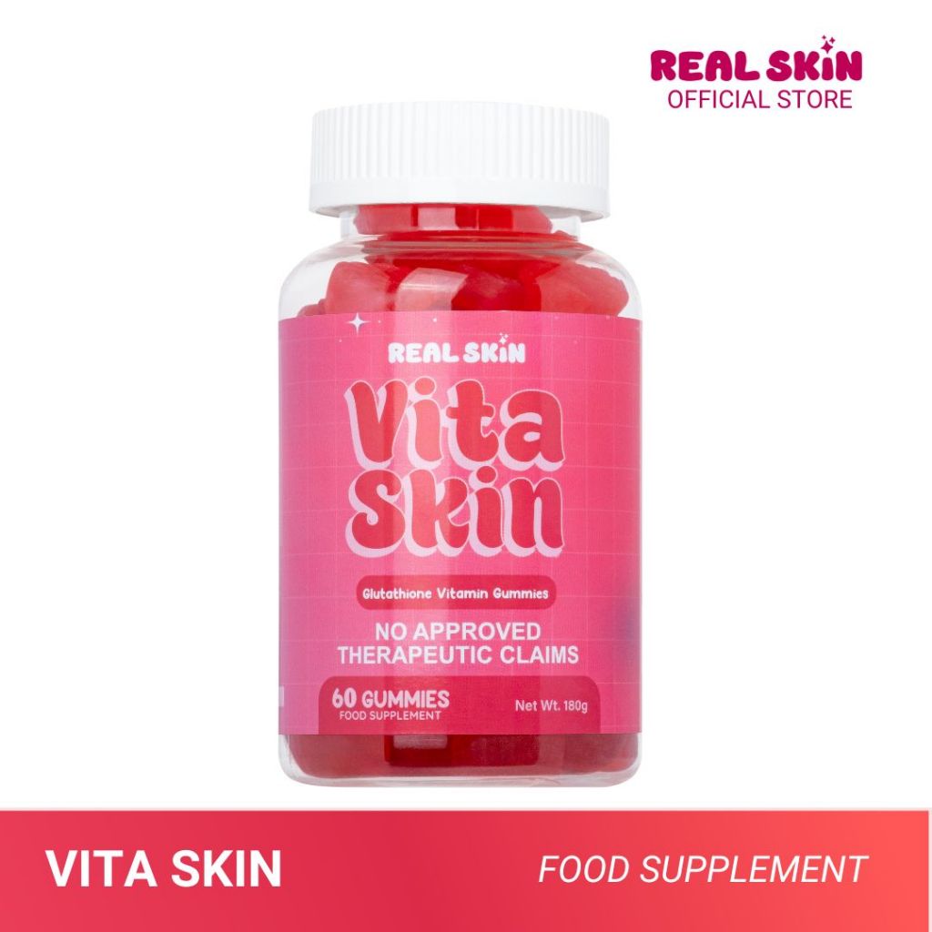 Real Skin VitaSkin Gluta Gummies - All Natural and FDA Approved Skin Brightening Vitamins with Marine Collagen Glutathione Vitamin C Food Supplement