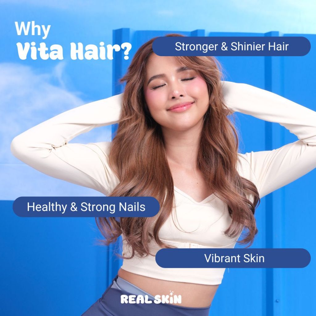 Real Skin VitaHair Gummies - All Natural, FDA Approved and HALAL Certified Vitamins with Biotin, Collagen and Keratin for Hair, Skin, and Nails