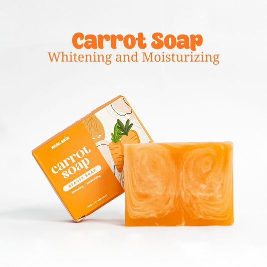 Real Skin Carrot Soap - Whitening and Moisturizing Soap with Free Mesh